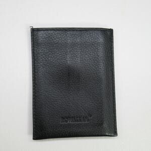 Rowallan Credit Card Case Wallet Unisex Mini Black Pebble Leather Pull Tab